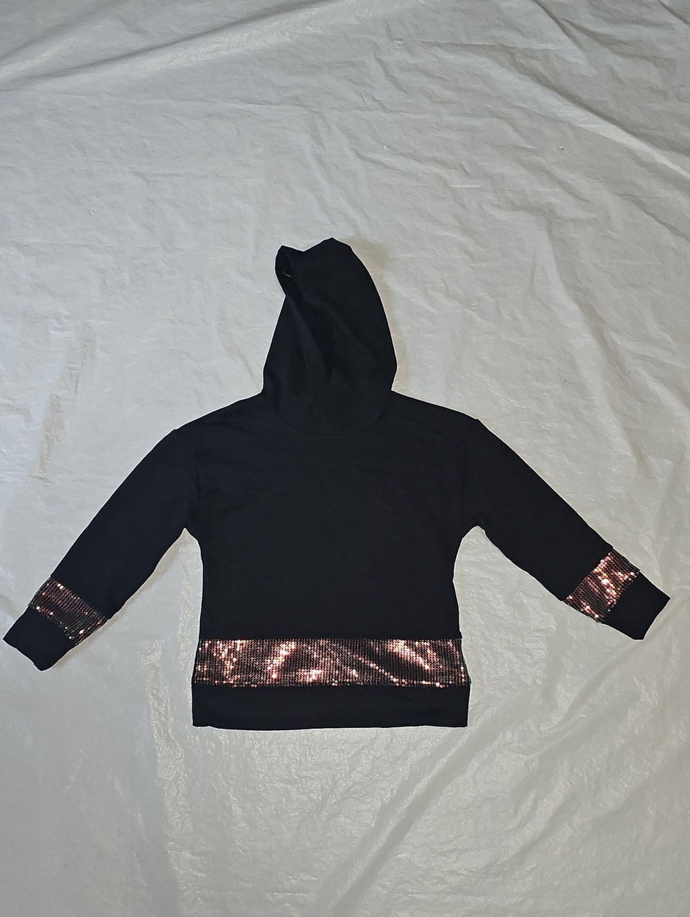 Charlotte by CATO Girls Size S8 Black Pullover Hoodie with Sequin Detail New